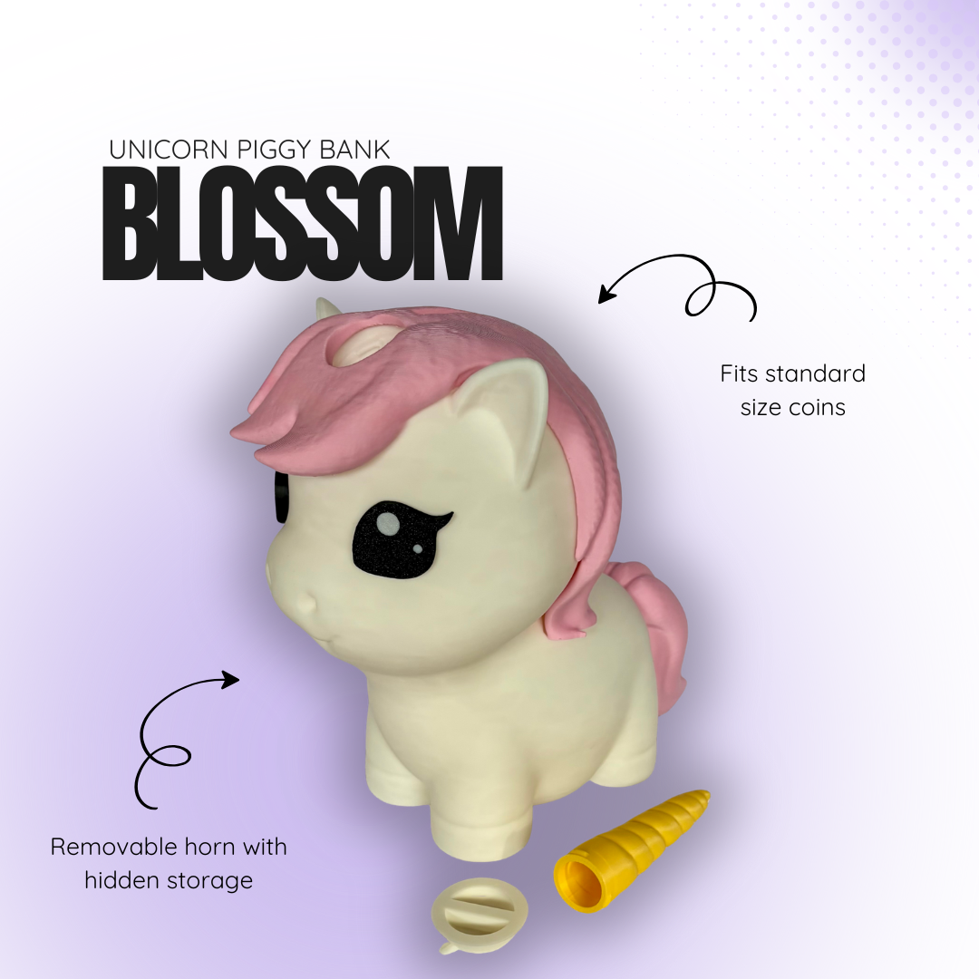 Blossom the Pink Unicorn Piggy Bank