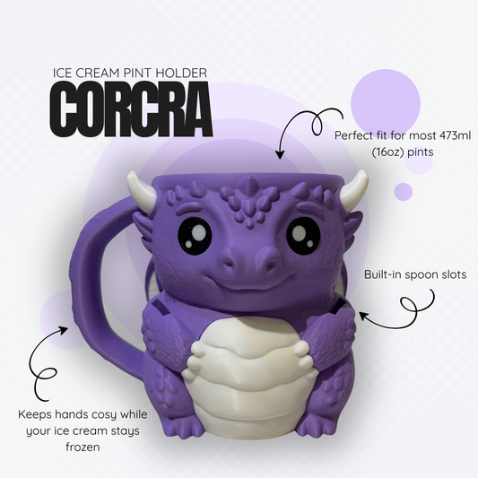 Corcra the Purple Dragon Ice Cream Pint Holder