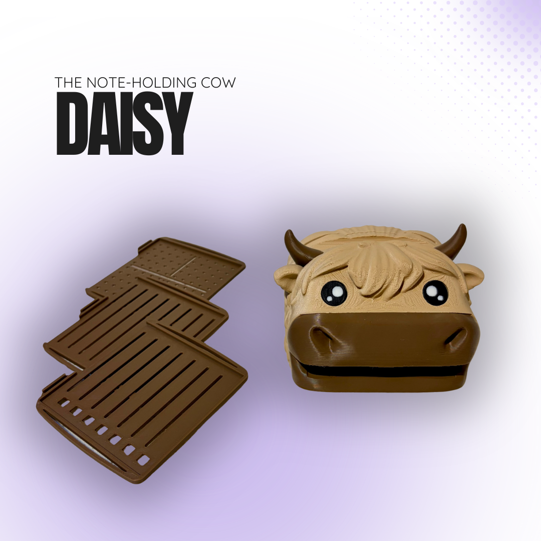 Daisy the Note‑Holding Light Brown Cow