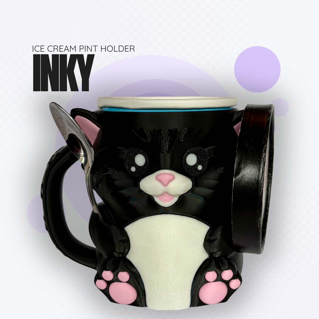 Inky the Black Cat Ice Cream Pint Holder