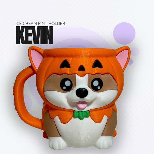 Kevin the Orange Pumpkin Corgi Ice Cream Pint Holder