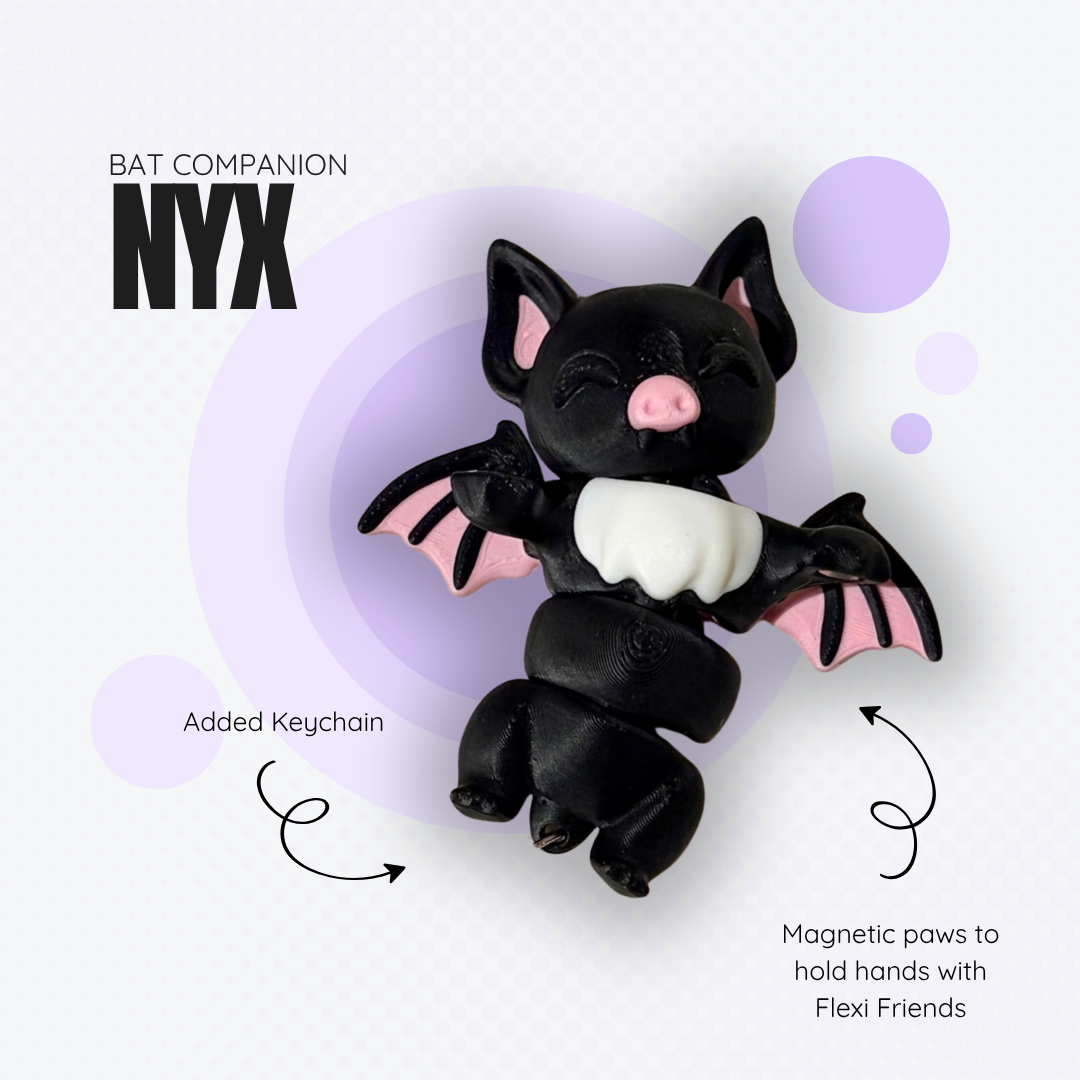 Nyx the Black and Pink Bat Magnetic Companion