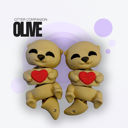 Olive the Otter with Heart Belly - Pair