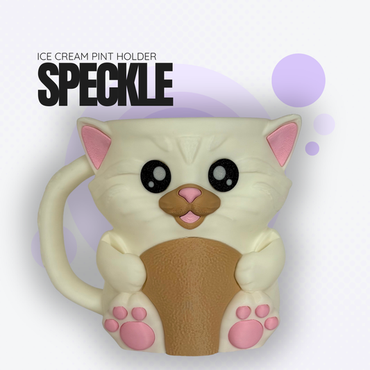 Speckle the White Cat Ice Cream Pint Holder