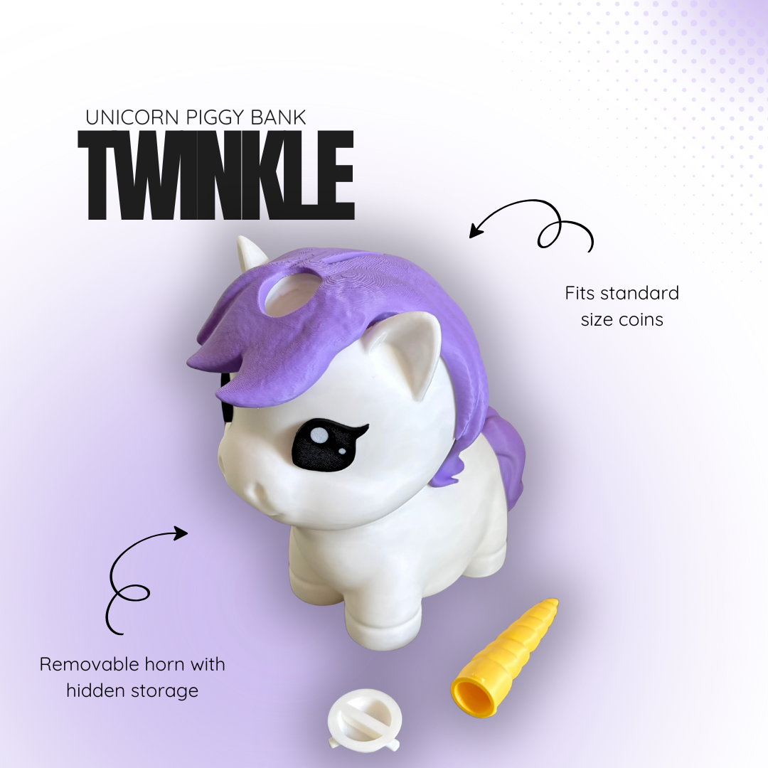Twinkle the Purple Unicorn Piggy Bank