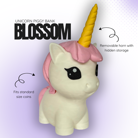 Blossom the Pink Unicorn Piggy Bank