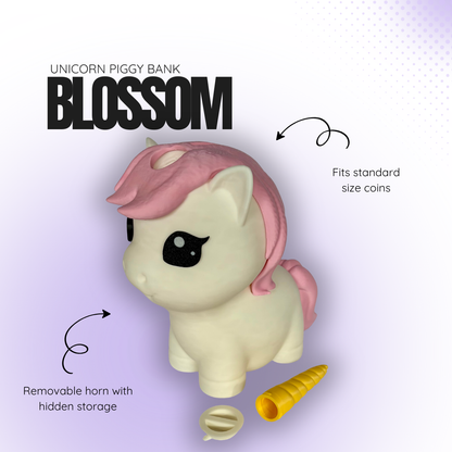 Blossom the Pink Unicorn Piggy Bank