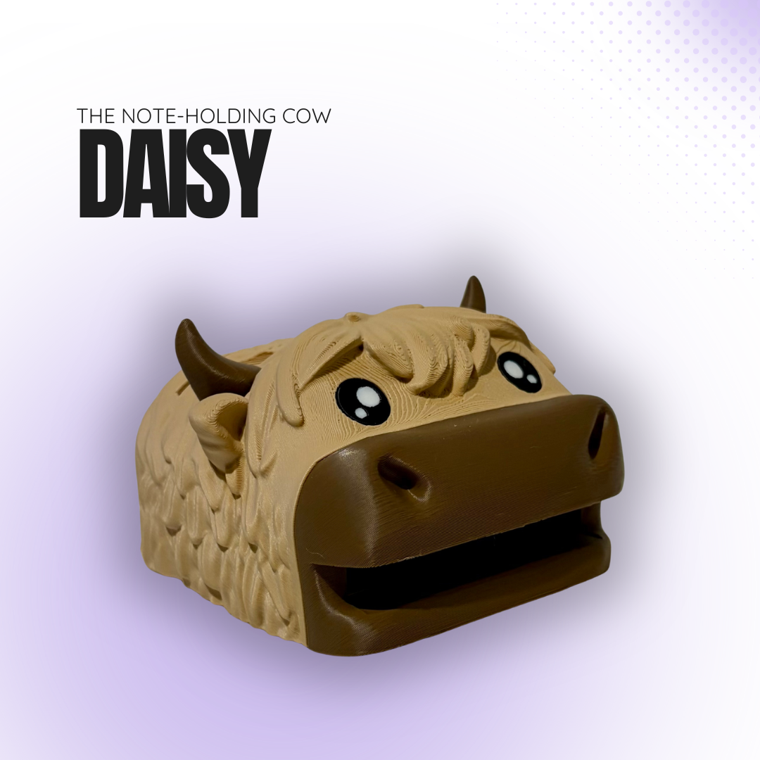 Daisy the Note‑Holding Light Brown Cow
