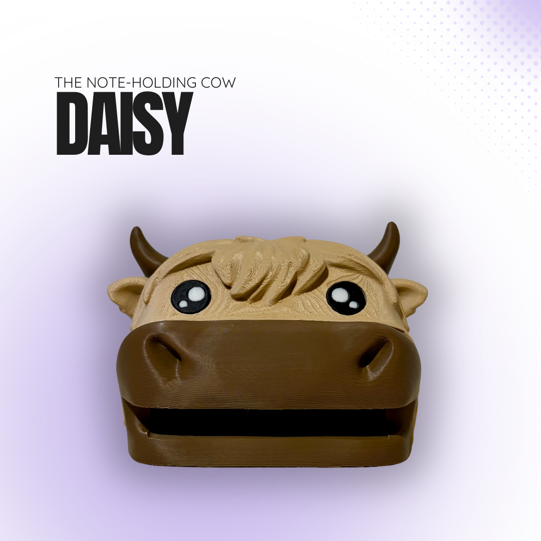 Daisy the Note‑Holding Light Brown Cow