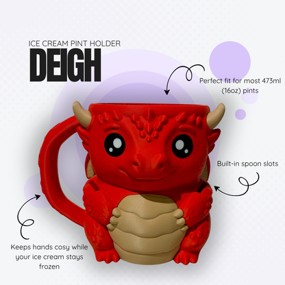 Deigh the Red Dragon Ice Cream Pint Holder