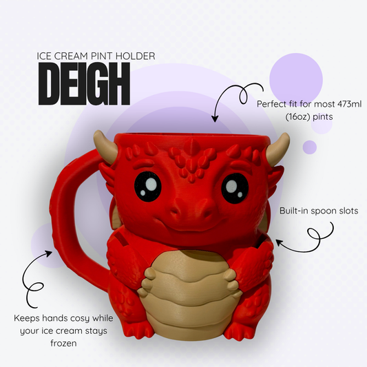 Deigh the Red Dragon Ice Cream Pint Holder