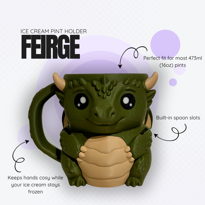Feirge the Green Dragon Ice Cream Pint Holder