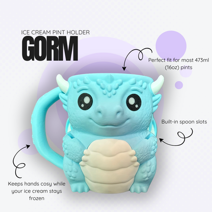 Gorm the Light Blue Dragon Ice Cream Pint Holder