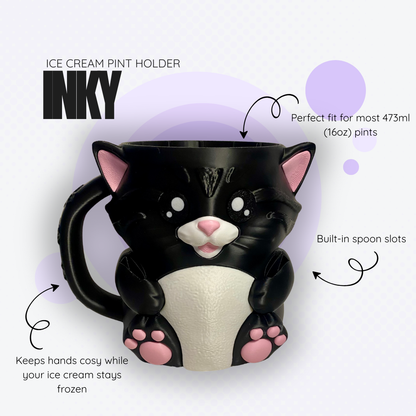 Inky the Black Cat Ice Cream Pint Holder