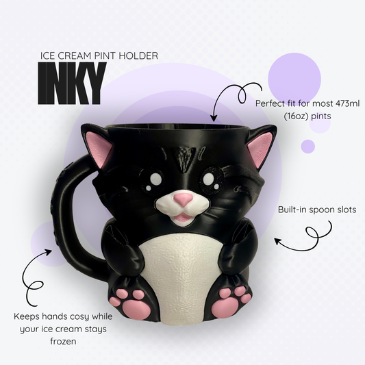 Inky the Black Cat Ice Cream Pint Holder