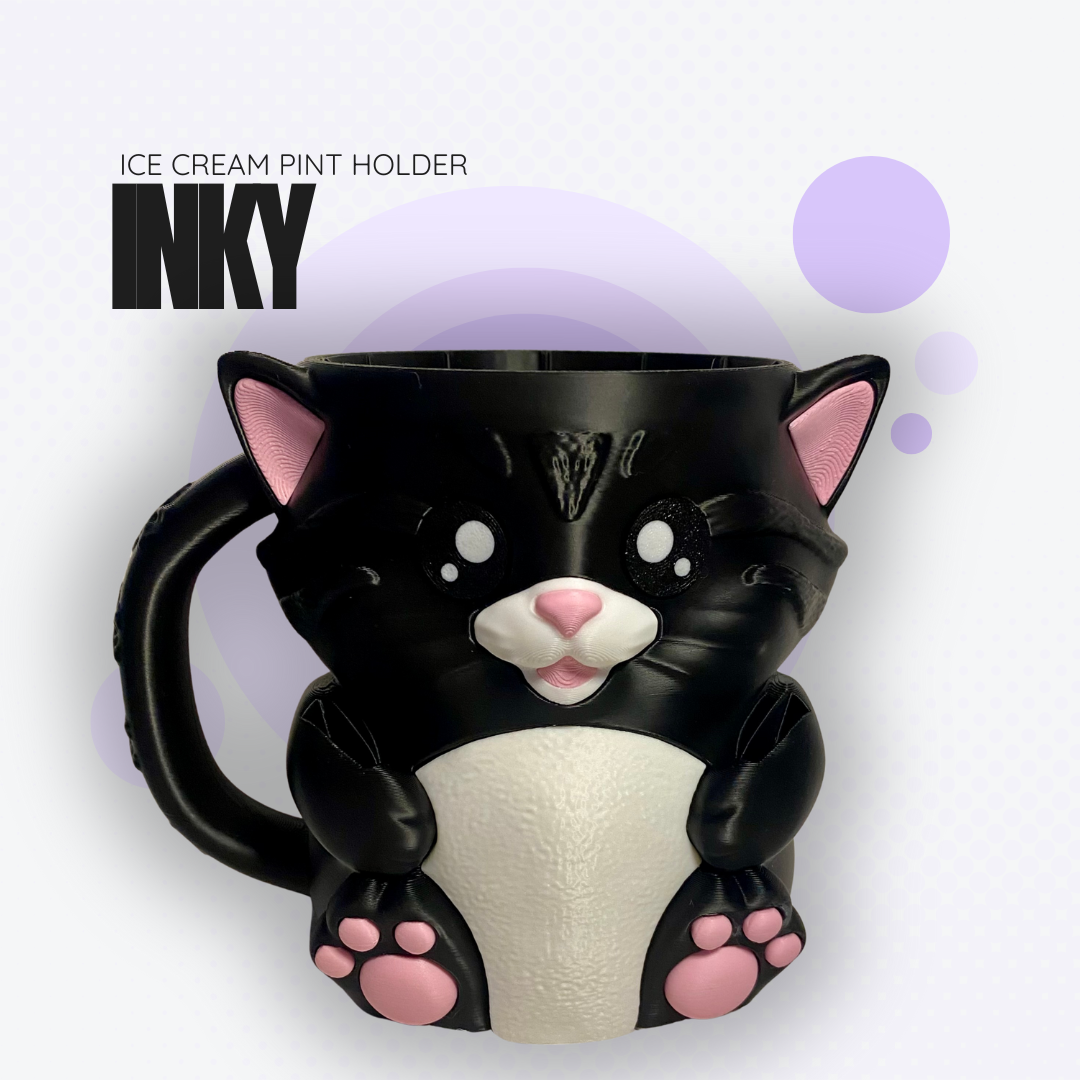 Inky the Black Cat Ice Cream Pint Holder