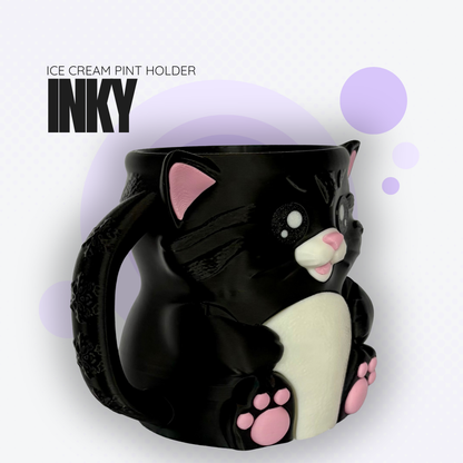 Inky the Black Cat Ice Cream Pint Holder