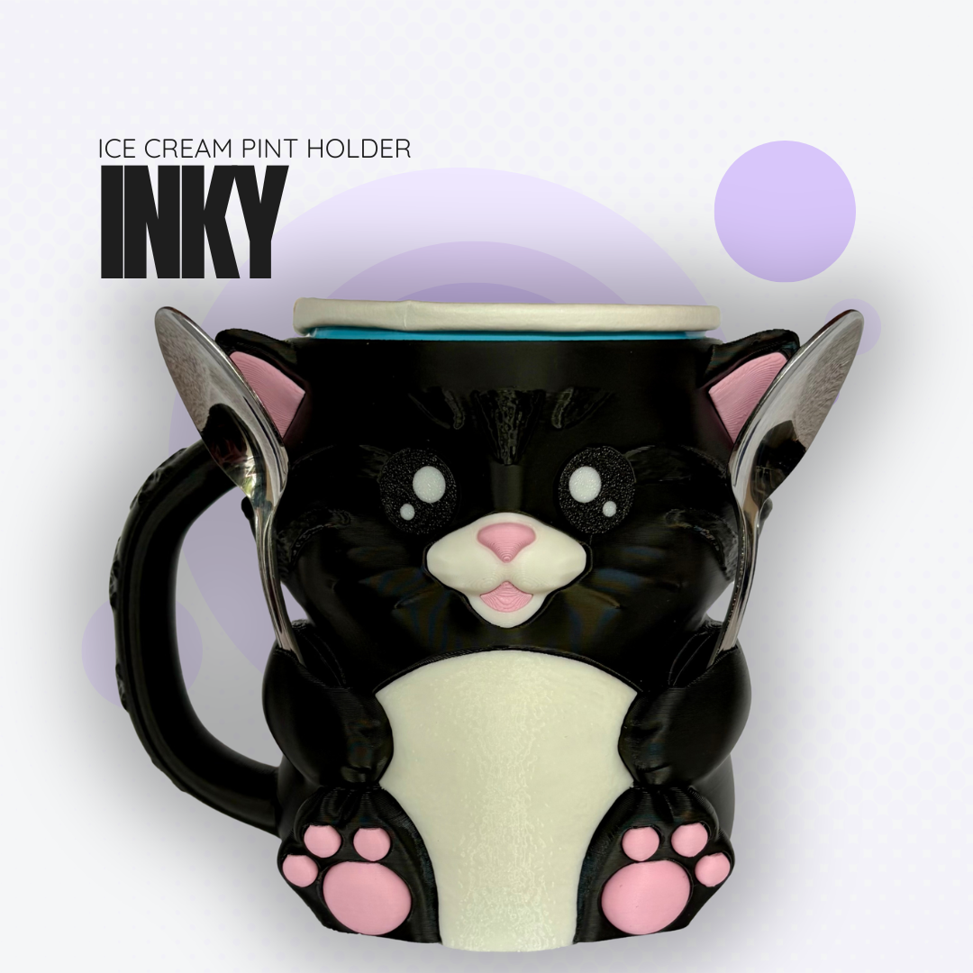 Inky the Black Cat Ice Cream Pint Holder