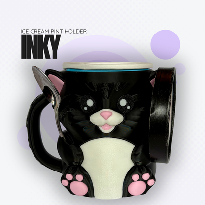 Inky the Black Cat Ice Cream Pint Holder