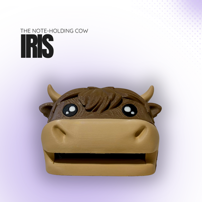 Iris the Note‑Holding Dark Brown Cow