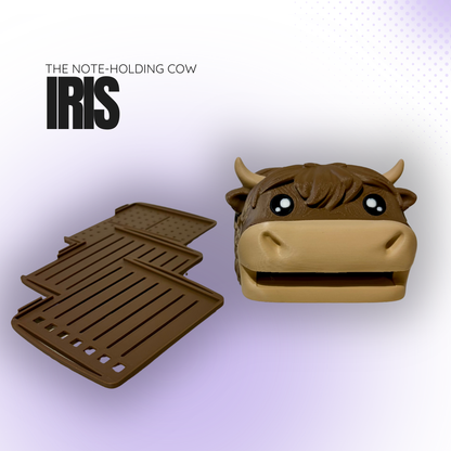 Iris the Note‑Holding Dark Brown Cow