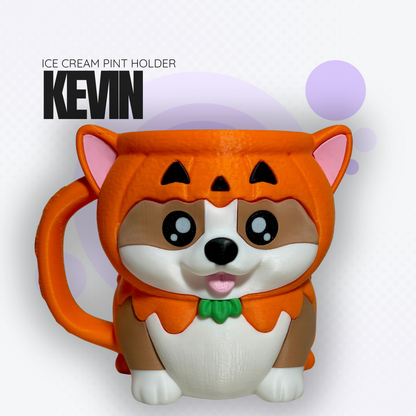 Kevin the Orange Pumpkin Corgi Ice Cream Pint Holder