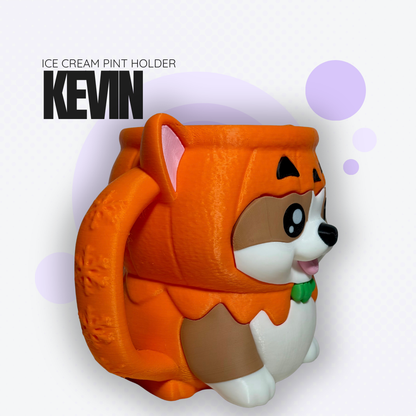 Kevin the Orange Pumpkin Corgi Ice Cream Pint Holder