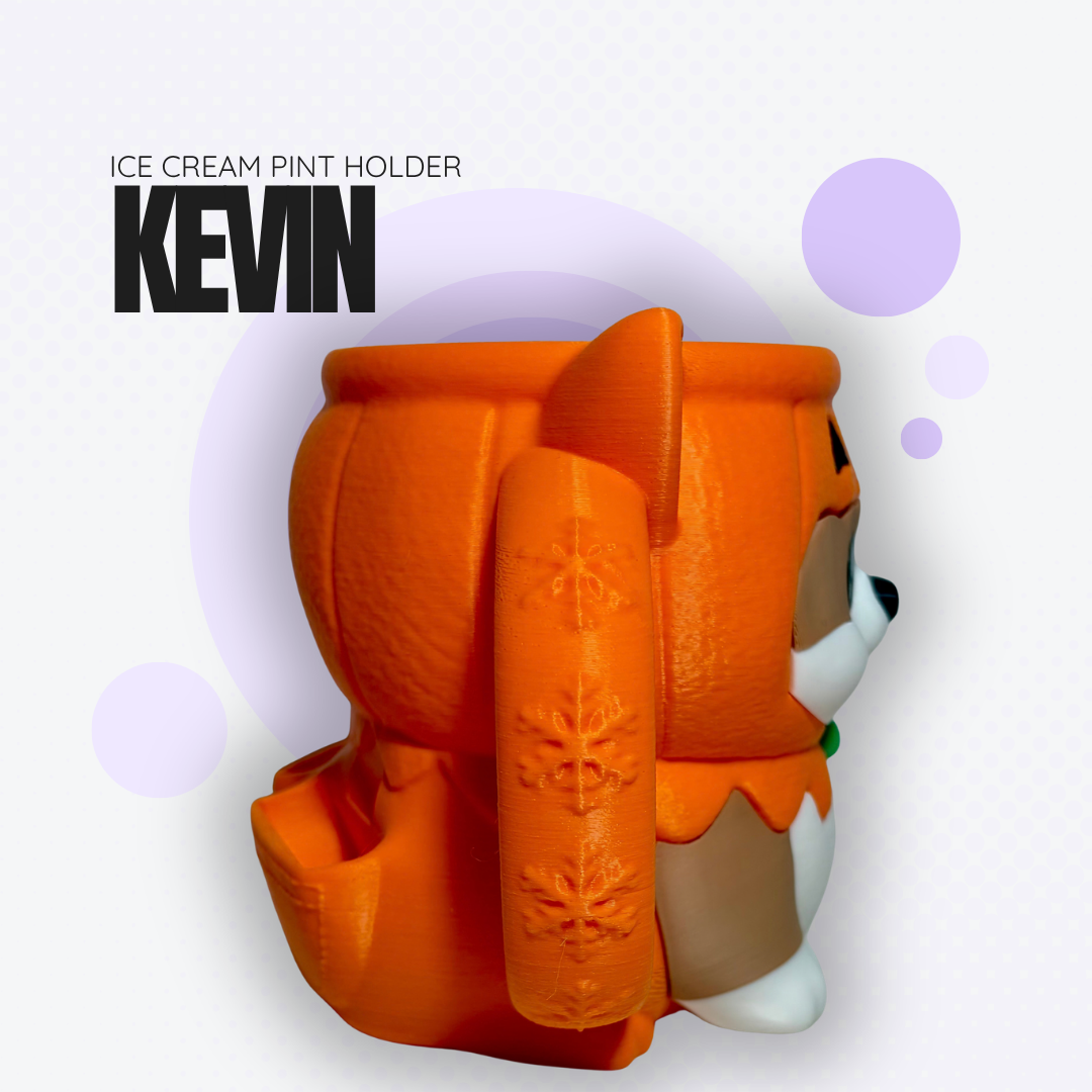 Kevin the Orange Pumpkin Corgi Ice Cream Pint Holder