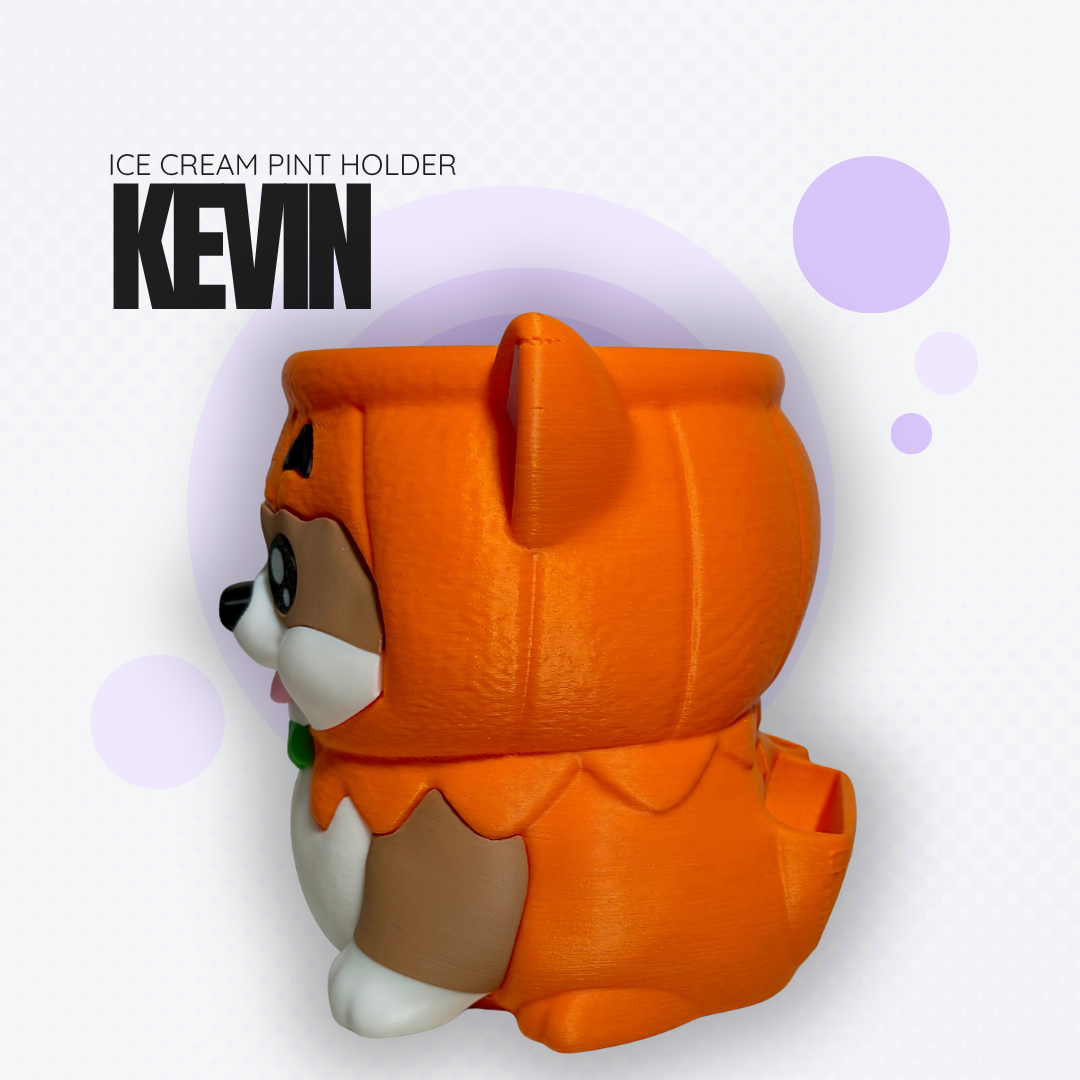 Kevin the Orange Pumpkin Corgi Ice Cream Pint Holder