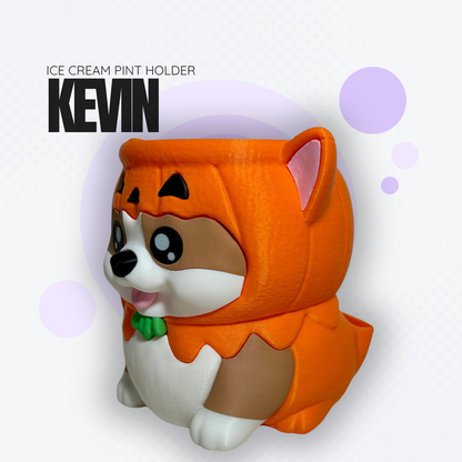 Kevin the Orange Pumpkin Corgi Ice Cream Pint Holder