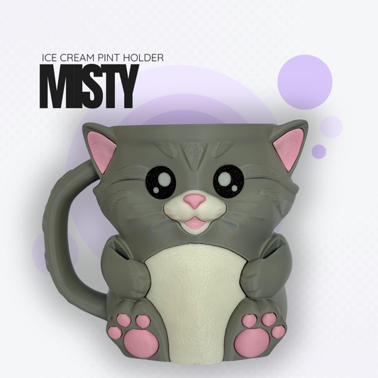 Misty the Grey Cat Ice Cream Pint Holder