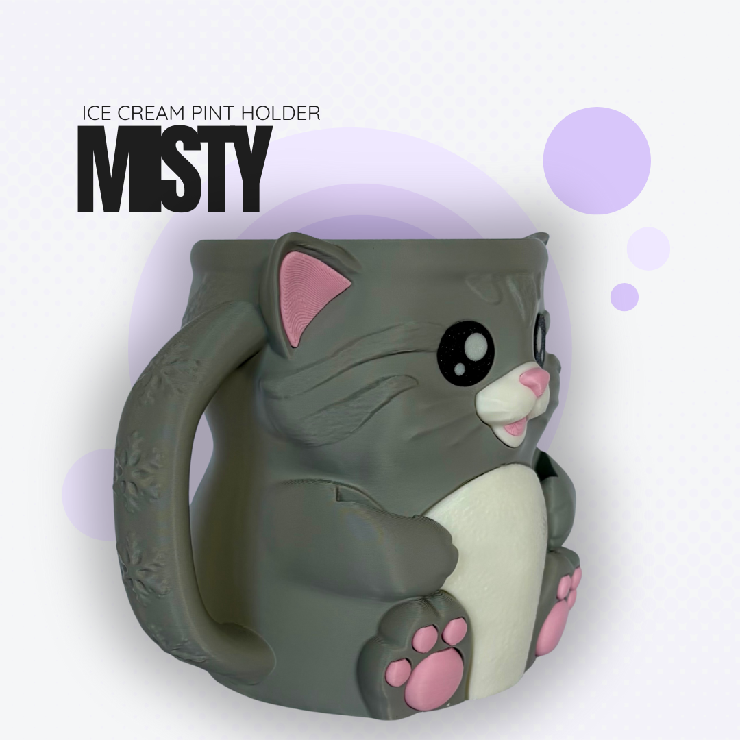 Misty the Grey Cat Ice Cream Pint Holder