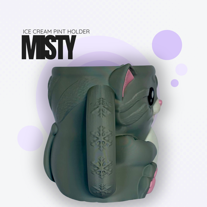 Misty the Grey Cat Ice Cream Pint Holder