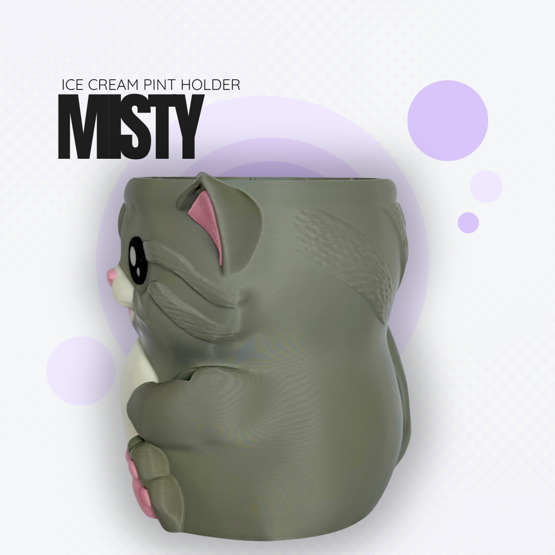 Misty the Grey Cat Ice Cream Pint Holder