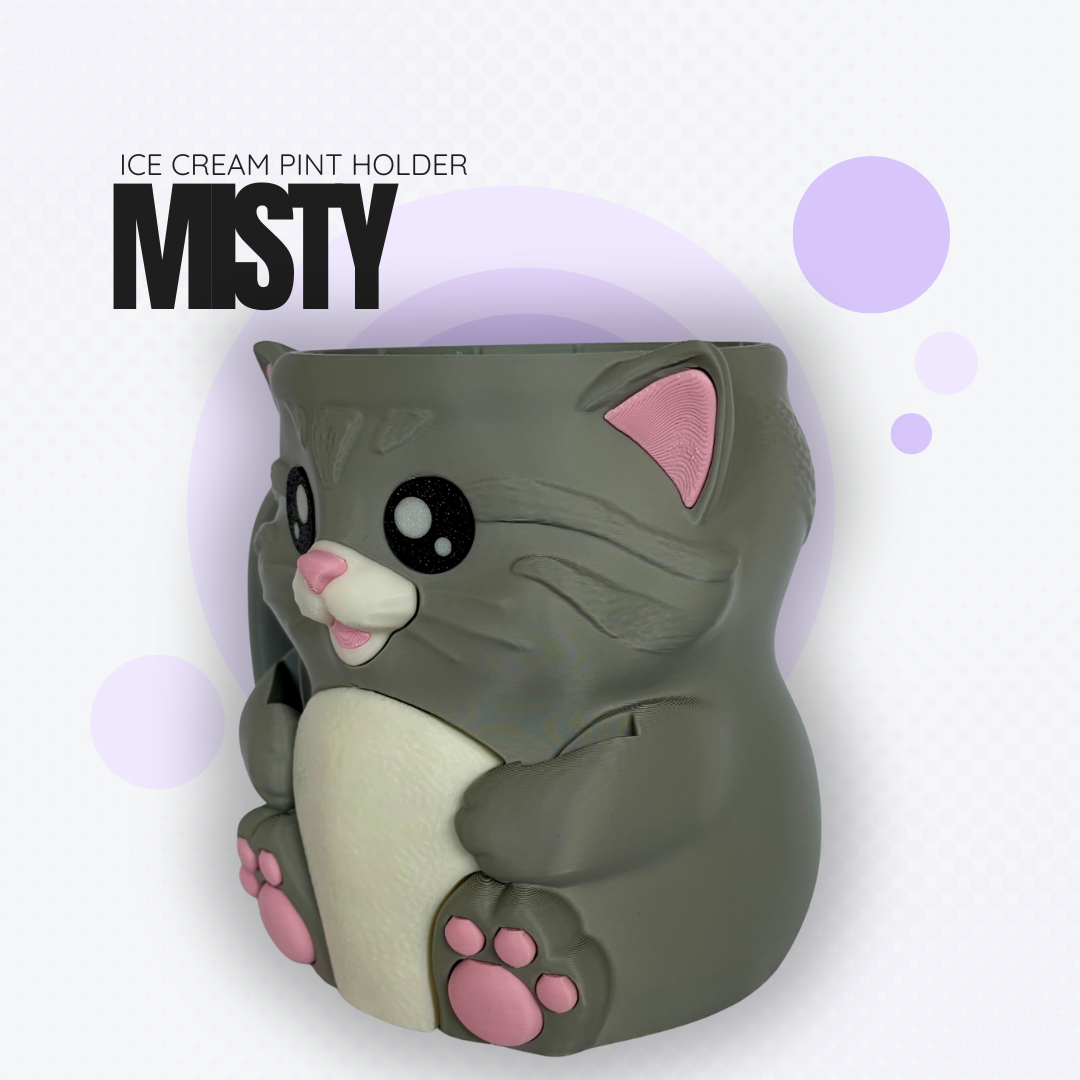 Misty the Grey Cat Ice Cream Pint Holder