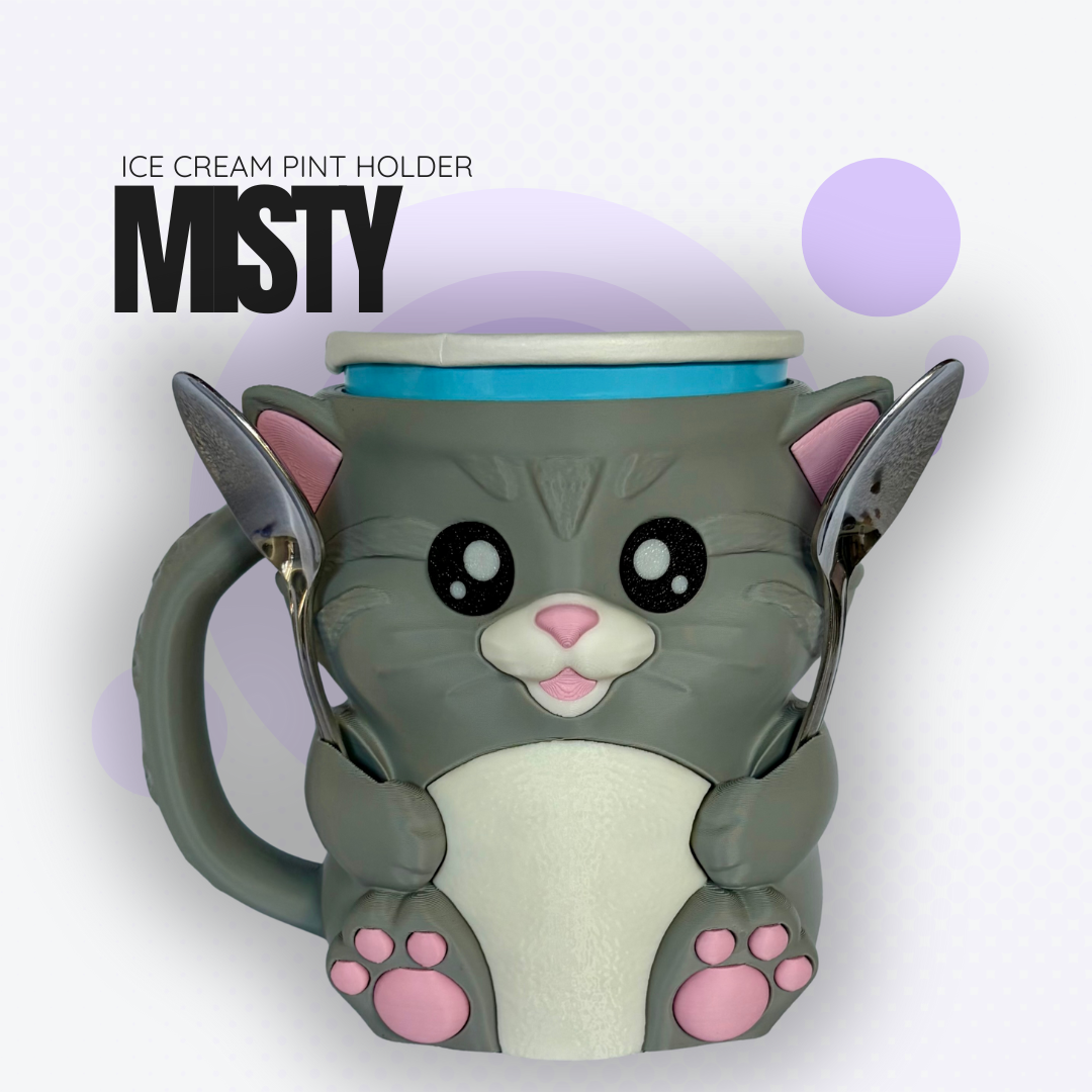 Misty the Grey Cat Ice Cream Pint Holder