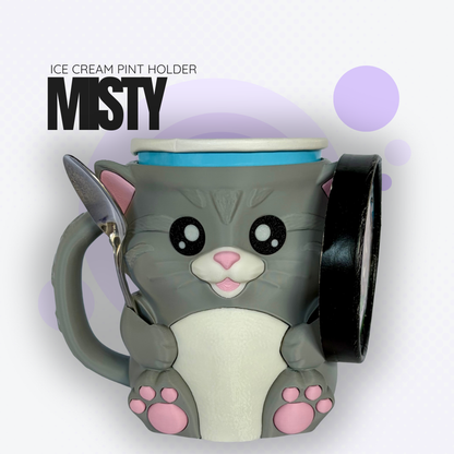 Misty the Grey Cat Ice Cream Pint Holder