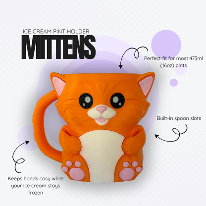 Mittens the Orange Cat Ice Cream Pint Holder