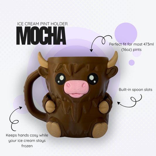 Mocha the Highland Cow Ice Cream Pint Holder