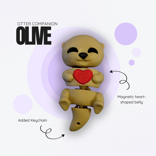 Olive the Otter with Heart Belly - Pair