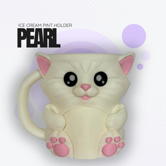 Pearl the White Cat Ice Cream Pint Holder