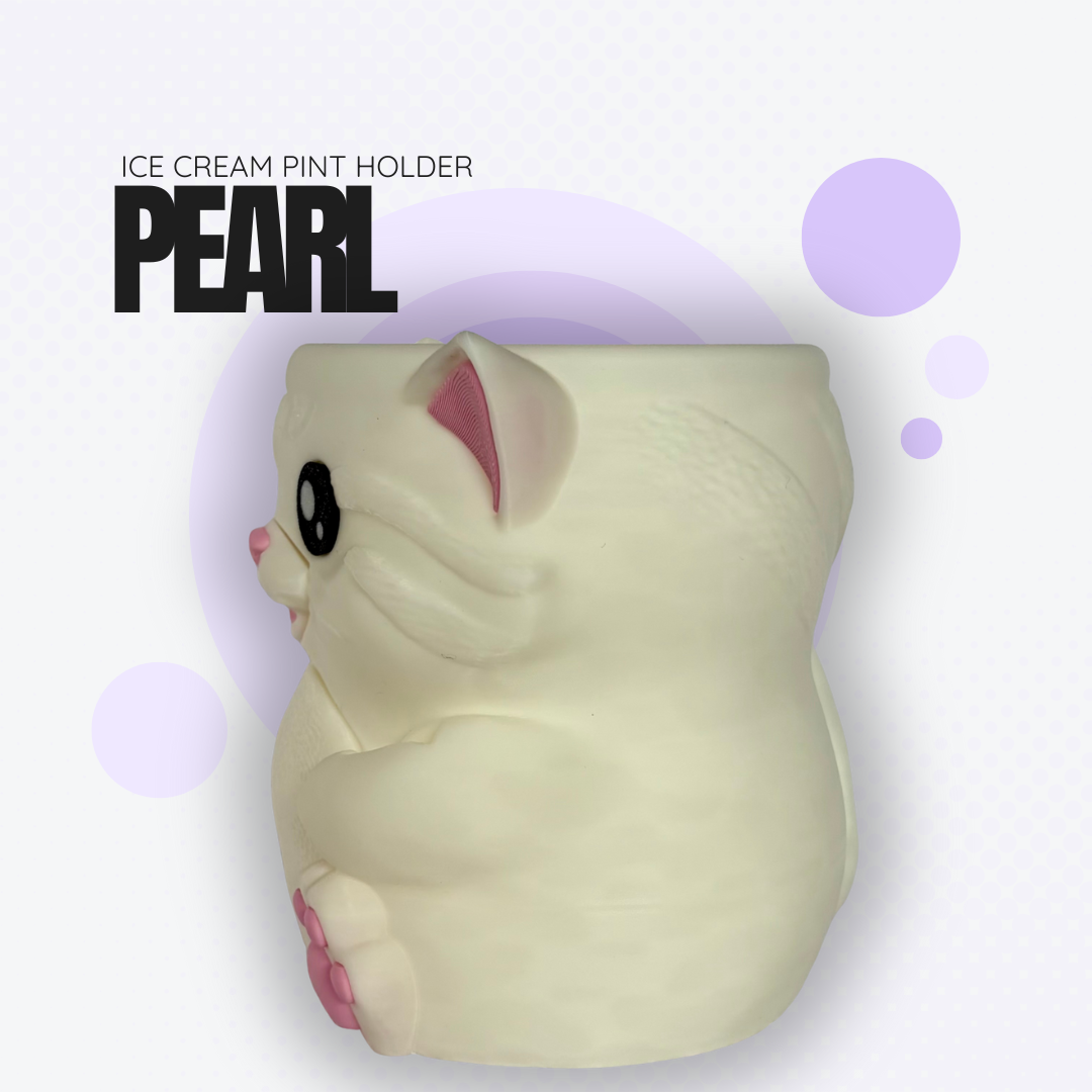 Pearl the White Cat Ice Cream Pint Holder