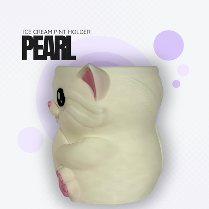 Pearl the White Cat Ice Cream Pint Holder