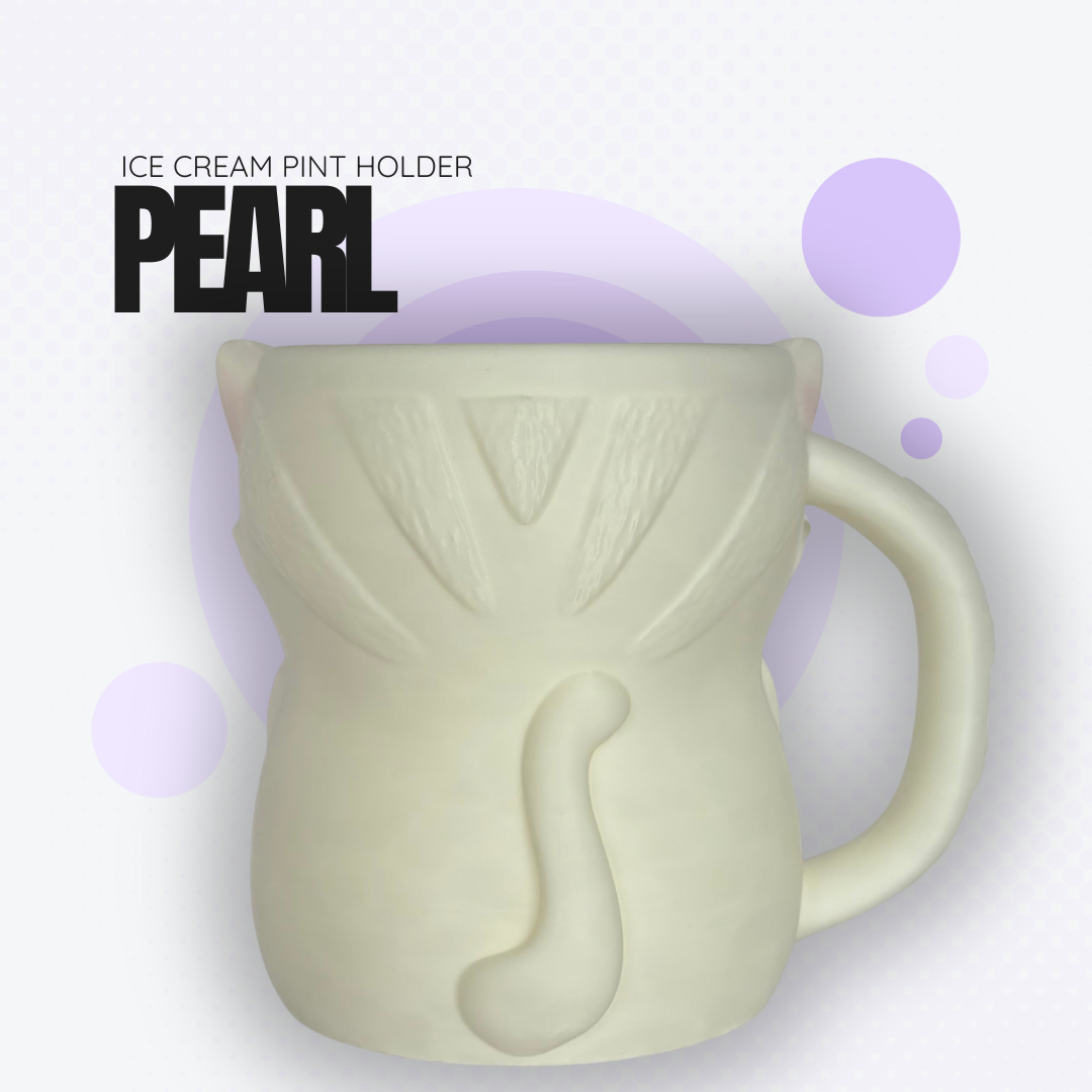 Pearl the White Cat Ice Cream Pint Holder