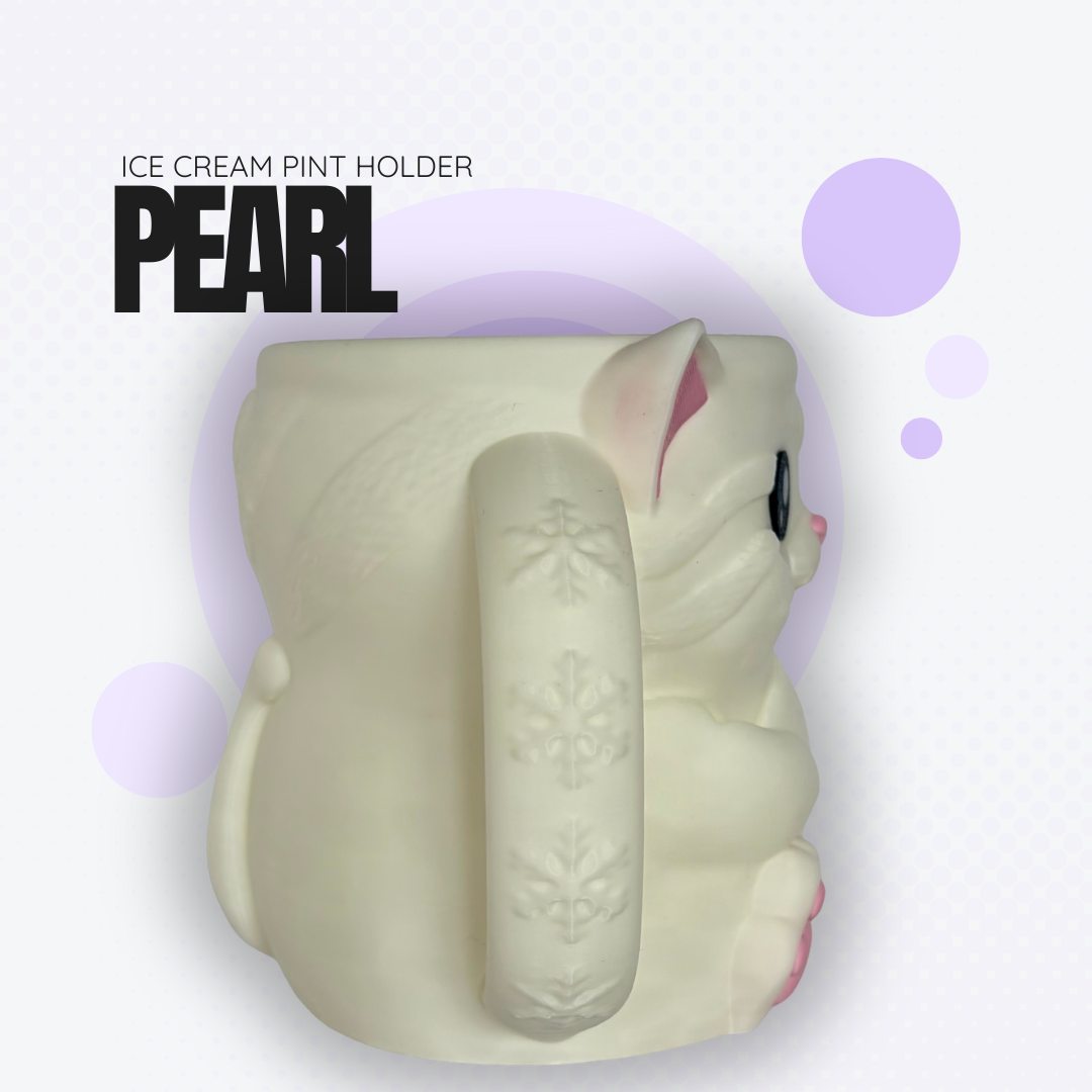 Pearl the White Cat Ice Cream Pint Holder