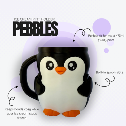 Pebbles the Penguin Ice Cream Pint Holder