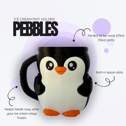 Pebbles the Penguin Ice Cream Pint Holder