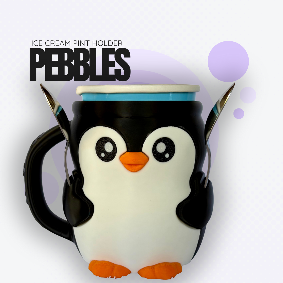 Pebbles the Penguin Ice Cream Pint Holder