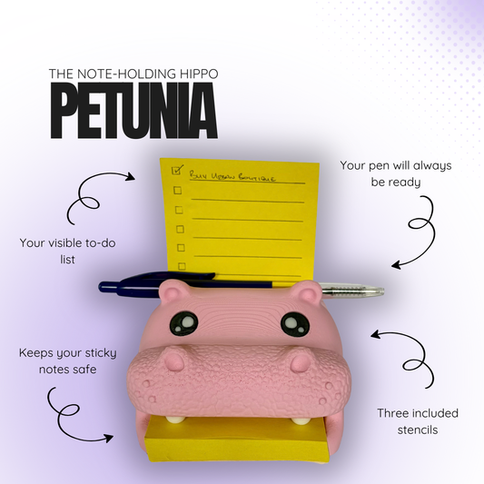 Petunia the Note‑Holding Pink Hippo