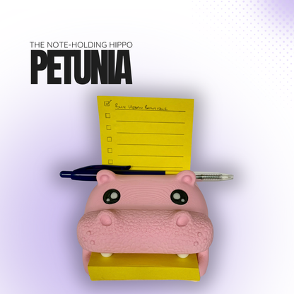 Petunia the Note‑Holding Pink Hippo